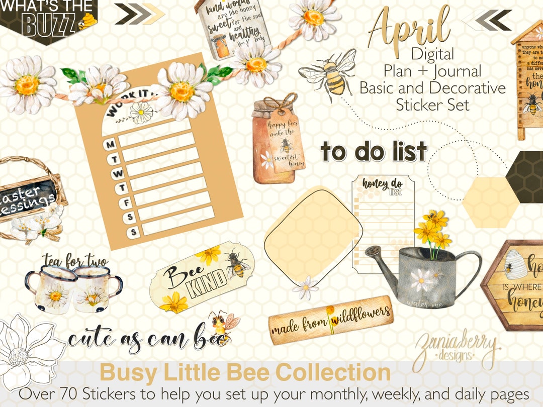 DIGITAL PLANNER STICKERS | April Plan + Journal Basic and Decorative ...