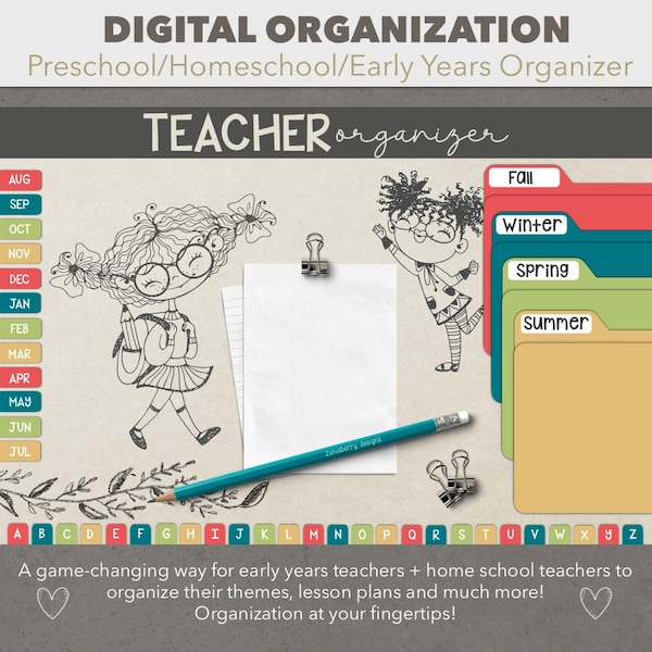 DIGITAL ORGANIZATION | Hyperlinked Lag Free Teacher Preschool Early Years  Homeschool Organizer Planner Journal Goodnotes Noteshelf