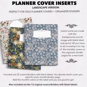 DIGITAL INSERTS |  Landscape Version Planner Covers | Divider Covers | Versatile