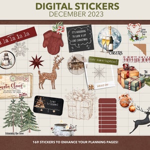 DIGITAL PLANNER STICKERS | December 2023 Plan + Journal Stickers | Goodnotes Sticker Book