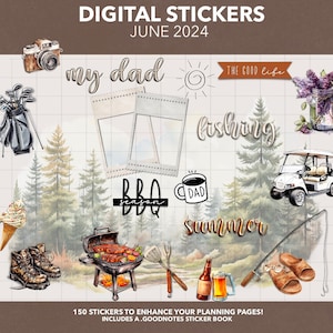 DIGITAL PLANNER STICKERS | June 2024 Plan + Journal Stickers | Goodnotes Sticker Book