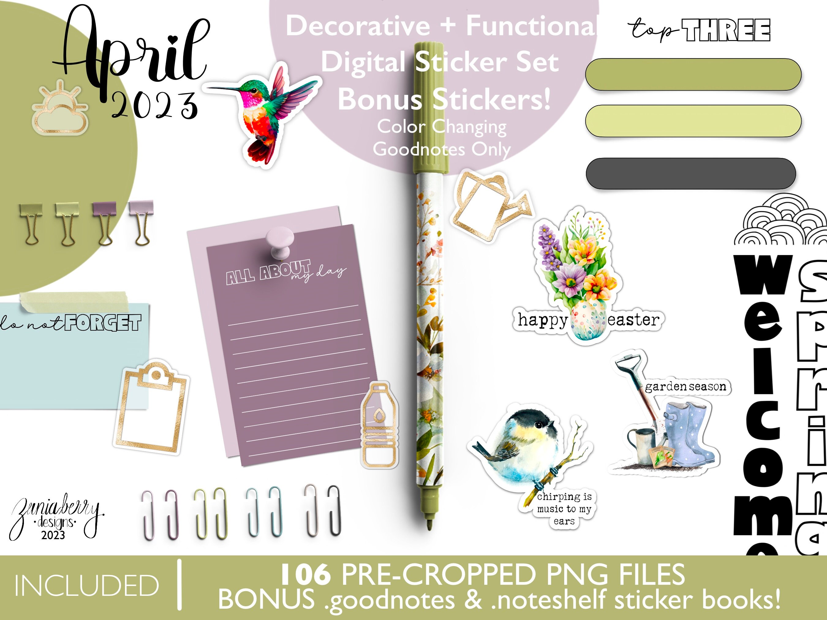 DIGITAL PLANNER STICKERS | April 2023 Plan + Journal Stickers ...