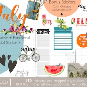 DIGITAL PLANNER STICKERS | July Plan + Journal Stickers