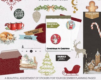 DIGITAL PLANNER STICKERS | December 2025 Plan + Journal Stickers | Noteful Sticker Book