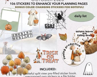 Digitale plannerstickers | Stickers voor oktober 2026 | Notitieboekje met stickers