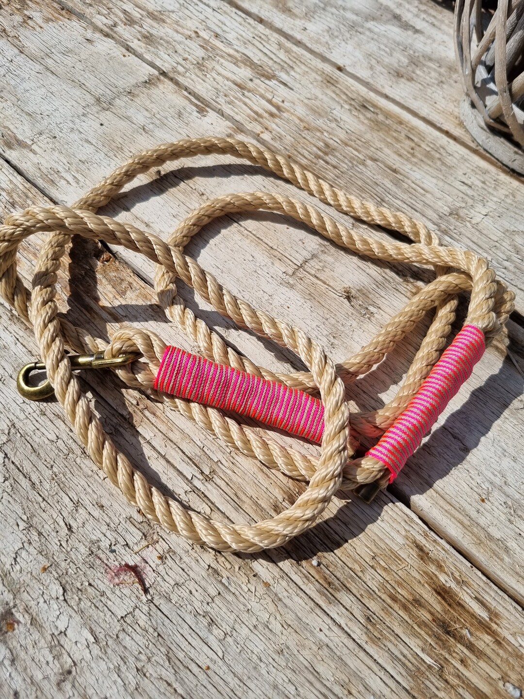 Basic Belt of 1.70 Meters of Beaten Beige Rope With Neon Pink - Etsy