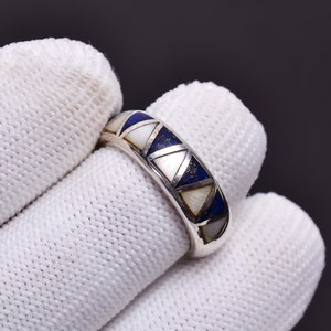 Fantastic Top Grade Quality 100% Natural Lapis Lazuli Pearl Gemstone Ethnic Handmade Jewelry 925 Sterling Silver Ring Size 3 To 16 US