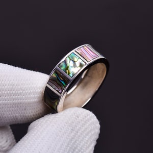 Fabulous Top Grade Quality 100% Natural Abalone Shell Gemstone Ethnic Style Handmade Jewelry 925 Sterling Silver Ring Size 3 To 16 US