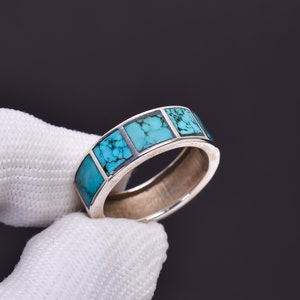 Natural Tibetan Turquoise Gemstone Ethnic Handmade Jewelry 925 Sterling Silver Ring Approx Size 3 To 16 US
