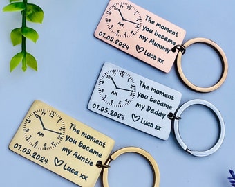 The Moment You Became My Daddy - Personalised New Born Baby Gift | First Fathers Day | Daddy Key ring | Gift for New Mummy | Custom Keyring