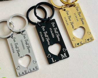 Personalized Stainless Steel Couple Keychains: New Home Gift
