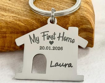 My First Home Keyring – Personalised House Keyring Gift, First House Keepsake for New Home