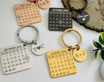 Personalised Calendar Keyring | Stainless Steel engraved Date Key ring