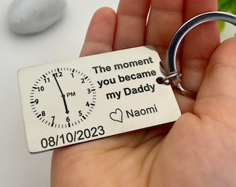 The Moment You Became My Daddy, Personalised New Born Baby Gift, Keyring for new Mummy, Personalised New Born Baby Gift, Keyring for new Mom
