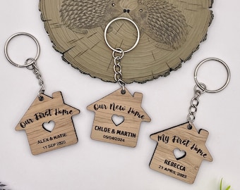 Our First Home Couples Keyring, Personalised House Warming Key Chain, Set of 2 Moving House Gift, New Home Keyrings, His & Hers Homeowner