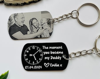 Personalised Daddy Photo Keyring - The Moment You Became My Daddy | Personalised New Born Baby Gift | Gift for New Mummy Daddy Grandma Nanny