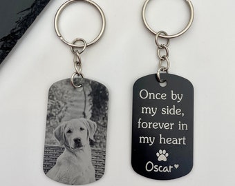 Dog Memorial Photo Keyring – Personalised Engraved Pet Loss Keepsake