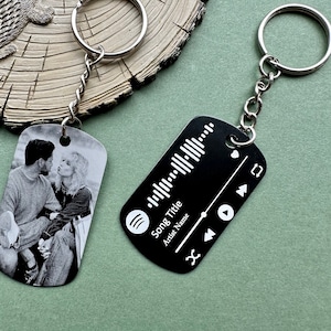 Personalised Spotify Photo Keychain, Engraved Song Code, Aluminium Gift