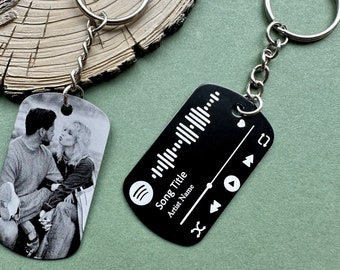 Personalised Spotify Photo Keychain, Engraved Song Code, Aluminium Gift