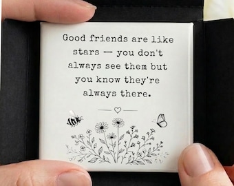 Best Friend Gift Fridge Magnet Good Friends Are Like Stars Friendship Gift for Her Birthday Bestie Thinking of You Botanical Wildflower
