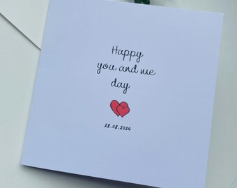 Personalized Anniversary Card - Happy You And Me Day | Card for Husband, Wife, Boyfriend, Girlfriend, Partner | Cute Anniversary Card 300gsm