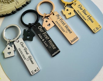 New Home First Home Keychain Personalised Gift Matching Couple Keyrings for New Home Gift Housewarming Gift Just Married Gift First Home