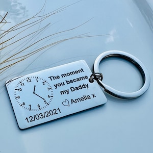 The Moment You Became My Daddy - Personalized Stainless Steel Keyring