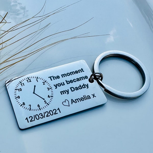 The Moment You Became My Daddy - Personalized Stainless Steel Keyring