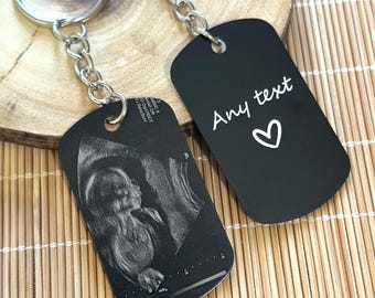 Personalised Ultrasound Scan Photo Keyring | Custom Sonogram Photo Gift | Pregnancy Reveal Keepsake