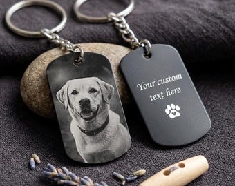 Personalised Dog Memorial Gift | Custom Photo Keyring | Engraved Cat Loss Sympathy Present | Dog Portrait Remembrance Keepsake Pet Loss Gift