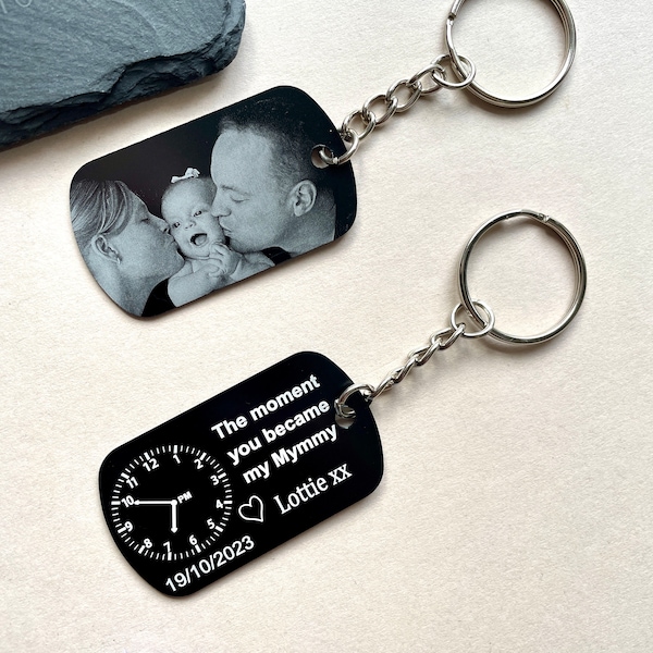 The Moment You Became My Daddy - Personalised Photo Keyring