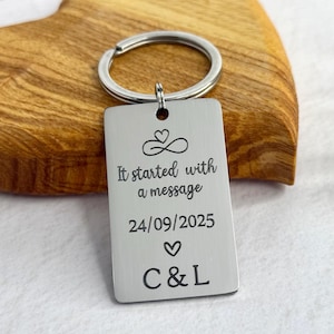 Personalised “It Started With a Message” Keyring – Special Date Keepsake