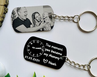 Personalized Photo Keychain: Engraved Mummy Keepsake, Photo Keyring for Mum– First Mother's Day