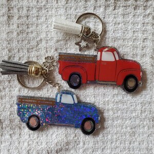 Vintage Truck Acrylic Key Chain, Blue or RED