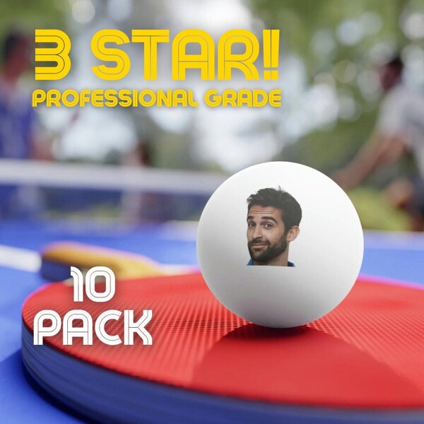 Custom Ping Pong Balls, 3 STAR 40 Pro, Pack of 10, Your Face On Balls, Custom Table Tennis Balls, Personalized Beer Pong Balls, Gag Gift