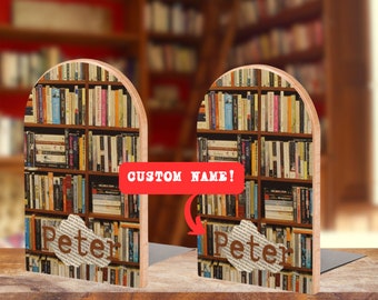 Personalized Wooden Bookends - Set of Two | Gift For Him | Custom Book Ends | Librarian Gift | Home Decor | Custom BookEnd | Reader Gift