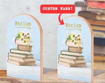 Personalized Wooden Bookends - Set of Two | Gift For Her | Custom Book Ends | Librarian Gift | Home Decor | Custom BookEnd | Reader Gift