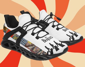 The Beatles Shoes, Custom Sneakers, The Beatles Mesh Running Shoes, The Beatles Fan, Custom Shoes, The Beatles Running Shoes, Beatles Merch