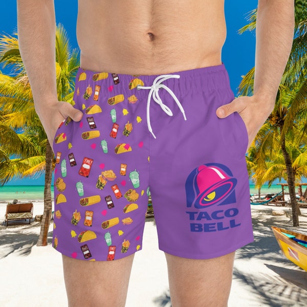 Taco Bell Swim Trunks, Summer Swim Trunks, Taco Bell Swimsuit, Taco Swim Shorts, Mens Swimwear, Bathing Suit, Beach Short Vacation, Burrito