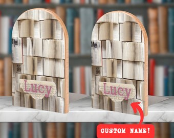Personalized Wooden Bookends - Set of Two | Gift For Her | Custom Book Ends | Librarian Gift | Home Decor | Custom BookEnd | Reader Gift
