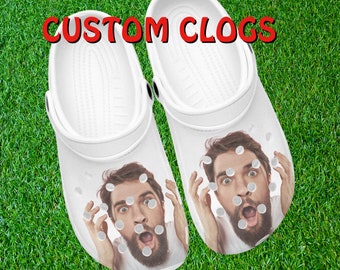 CUSTOM CLOGS, Personalized Clogs, Face Clogs, Your Face On Clogs, Clogs Lover, Design Your Own Clogs, Sandals, Comfortable, Custom Shoes