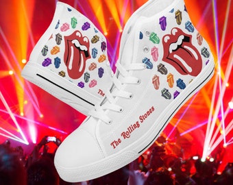 Zapatos Rolling Stones, Zapatillas Altas Rolling Stones, Zapatillas, Zapatos De Rock, Fanático De Los Rolling Stones, Zapatos Personalizados, Zapatillas Altas Rolling Stones, Zapatos Ligeros