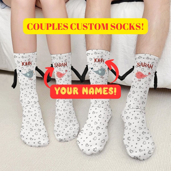 Custom Holding Hands Socks, Magnetic, Funny, Personalized Socks, Love Gift, Custom Holding Hands Socks, gag gift, cute couples socks