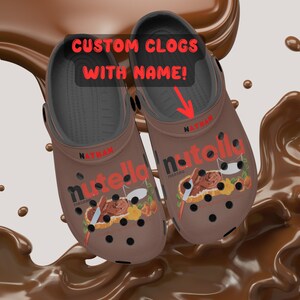 Nutella Custom Clogs, Chocolate Clogs, Nutella Clogs, Personalized Clogs, Nutella Clog, Nutella Shoes, Nutella Sandals, Chocolate Shoes