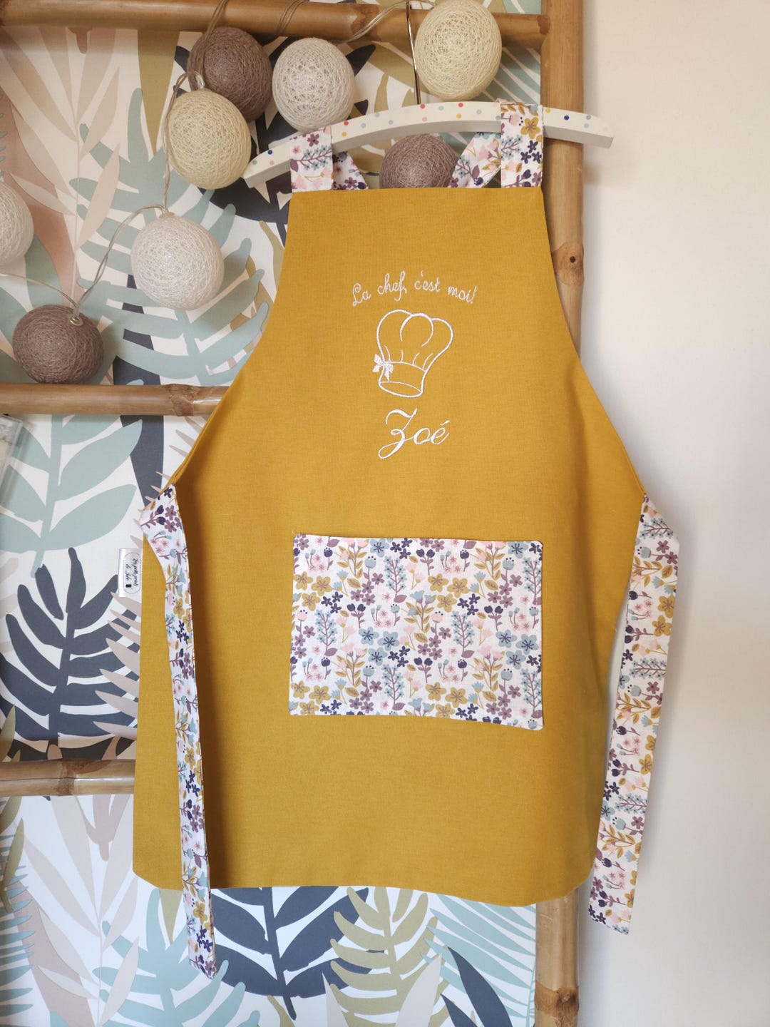 Tablier Enfant Personnalisé « Ici, Le Chef, C'est Moi » – Imperméable, 2 Poches, Réglable, Peinture Cuisine