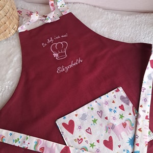 Personalized embroidered children's kitchen apron for birthday, Christmas, handmade gift image 4