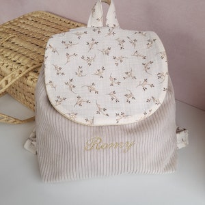 Sac à dos personnalisé enfant maternelle ou crèche en velours cadeau de naissance anniversaire