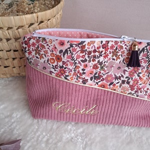 Trousse de toilette personnalisée fleurie ou maquillage pour bébé enfant et adulte cadeau de naissance anniversaire