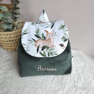 Sac à dos personnalisé enfant maternelle ou crèche en velours tissu animaux cadeau de naissance