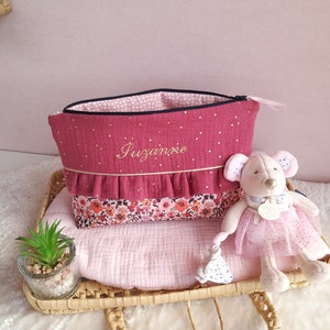 Trousse de toilette personnalisée fleurie ou maquillage pour bébé enfant et adulte